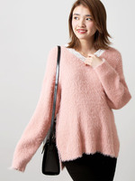 WEGO/シャギーレースVネックニット