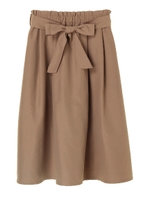 ・リボンギャザースカート/ブラック