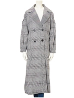 グレンチェックボリュームスリーブロングトレンチコート/グレー