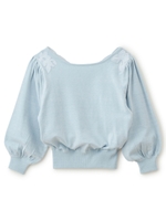 シアーレースシシュウニットトップス/ライトブルー