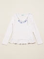 ビジュープリント付き長袖Tシャツ/ライトグレ-