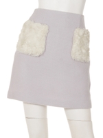 ポケットファーウェーブ台形スカート/ライトブルー