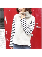 タートルニットベスト/ベージュ