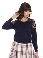 3Dモチーフニットトップス/ネイビー