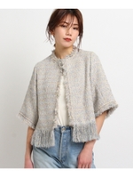 LESAGEラメツイードジャケット/ライトベージュ×ブルー(351)