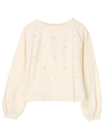 ・パール付きスウェットプルオーバー/杢ライトグレー