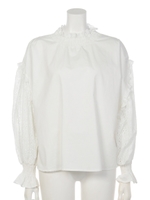 【Marie Hill】袖レースオーバーブラウス/ホワイト