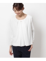 【洗える】フロントタックブラウス/ホワイト系(002)