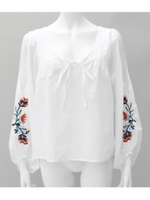 【Settimissimo】オープンショルダー刺繍トップス/オフホワイト(002)