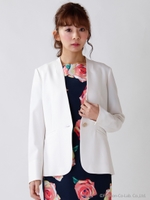 ストレッチカラーレスジャケット/ベージュ