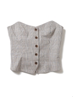 チェックフェイクベストビスチェ/キャメル