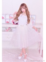 チュールミディースカート/ホワイト