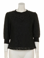 レースパフスリーブプルオーバー/ブラック