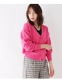 【洗える】前後2WAYメランジカーディガン/ラズベリーピンク(073)