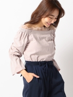 シアーフリルオフショルブラウス/ピンク