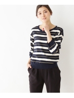 ラメボーダーニット/ネイビー(393)