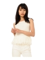 裾フリンジニットトップス/WHITE