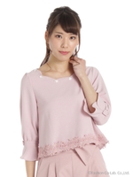 裾レースT/Rブラウス/ピンク