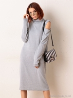 【プチプラ4900円ワンピース】カカットオープンショルダーワンピース/杢グレー