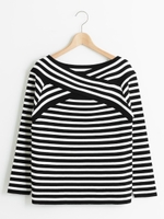 クロスショルダー長袖ニット/ネイビー