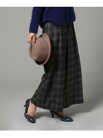 チェック柄ワイドパンツ/チャコールグレー(214)