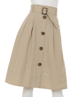 前ボタンベルトスカート/ベージュ