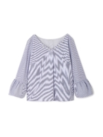 シルキーローンビジューパフスリーブブラウス/ローンストライプ1(121)