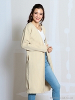 ニットロングカーディガン/ベージュ