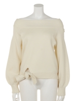 ヘムリボンオフショルニット/WHT