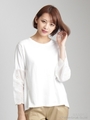 袖レーススビンギザ天竺カットソー/ホワイト
