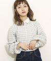 【5倍pt対象】ギンガムチェック衿付きブラウス