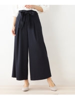 サッシュベルト付きワイドパンツ/ブルー系(094)