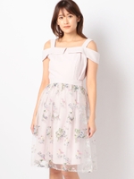 花刺繍チュールワンピース/ピンク