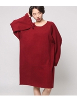 袖ボリュームニットワンピース/ワイン(026)