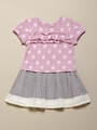 BABY プリーツスカート付きシャーリングドットワンピース/ピンク