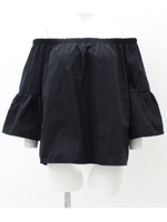 【Settimissimo】ITALY タフタオフショルダートップス/ブラック(027)