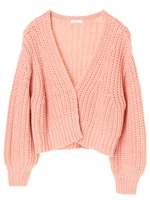 ・ざっくりニットカーディガン(ショート)/ピンク