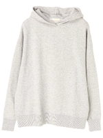 ・軽量裏毛フードチュニック/杢グレー