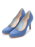 【柔らかソフトインソール】サイドスカラップカッティングパンプス/ブルー