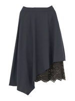ジョーゼットイレヘムレース付スカート/NVY