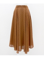 【Alluge】ドットフレアースカート/ブラウン(015)