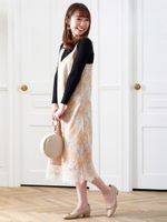 バイカラーレースワンピース/ベージュ