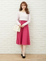 バックルベルトミディースカート/アカ