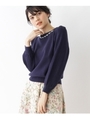 【WEB限定サイズ(SS・LL)あり】ビジュー付き袖ボリュームニット/ブルー系(095)