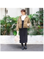 フード付きショートボアジャケット/ベージュ