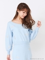 フラワーパールニットTOPS/ライトブルー