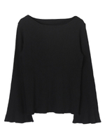 フレアスリーブリブニットプルオーバー/ブラック