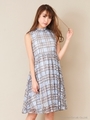 レースチェックワンピース/ライトブルー