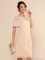 レースフリルワンピース/ベージュ