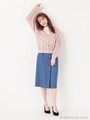 共ベルト付前ボタンナロースカート/デニム/ブルー